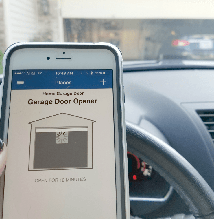 Smart garage door opener installation with WIFI and home automation compatibility for remote access and enhanced security.