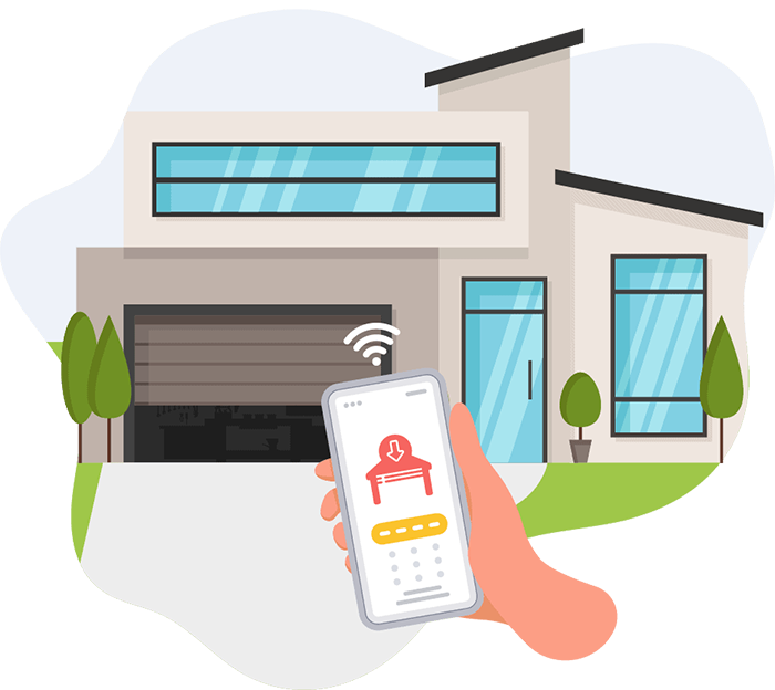 Technician servicing a smart garage door opener in Baltimore, MD, ensuring smooth operation and high-tech functionality.